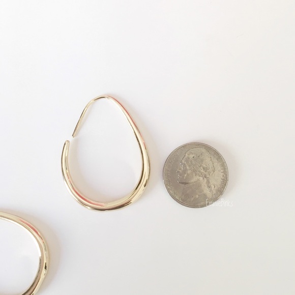 New Anthro Molten Gold Hoop Earrings ~ Silver or Gold Threader Hoops - Picture 9 of 16